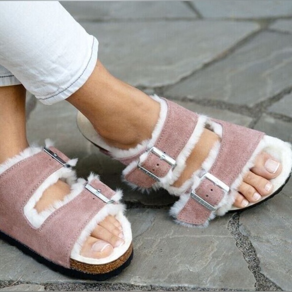 Birkenstock — Arizona Shearling - Pink Clay Pink & Cream Sandals SOLD OUT